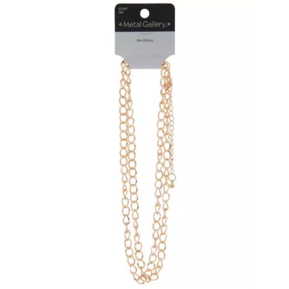 New 30” Metal Gallery Gold Chain Necklace - Women